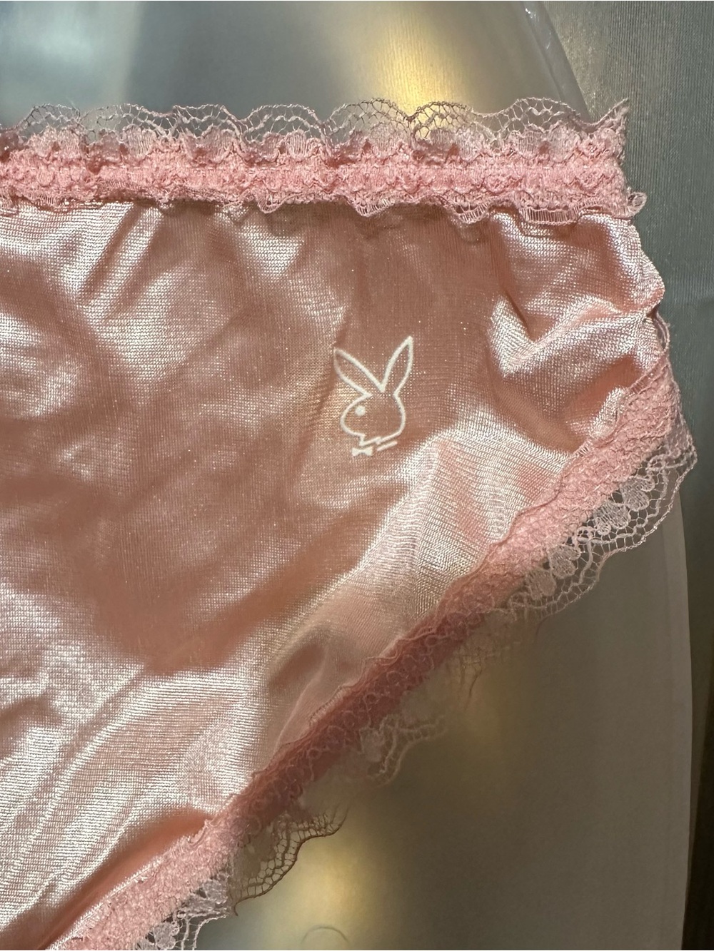 90s Y2K soft pink lace trim playboy playmate bikini cut panties Sz 5 - Picture 3 of 6